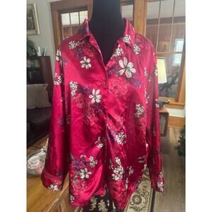 Thalia Sodi Intimates Women’s L Floral Satin Pajama Loungewear Button Top